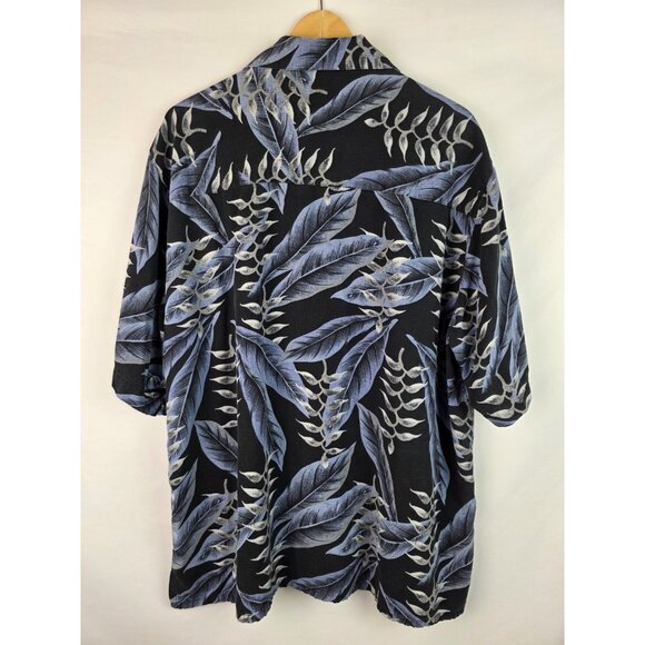 Banana Cabana Mens Hawaiian Shirt Size XL Blue Silk Short Sleeve Button Down Top - Picture 8 of 9
